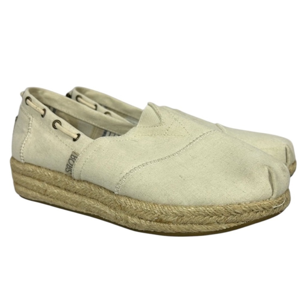Bobs from Skechers Womenโs Natural Canvas Espadrille Size 8
